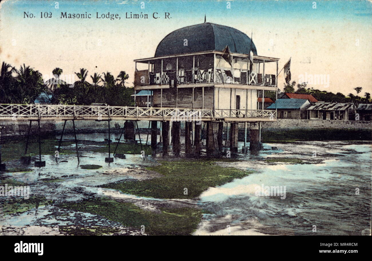 Temple maçonnique, à Limón, Costa Rica. 1900 Banque D'Images