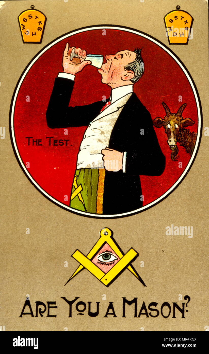 Carte postale humoristique satire de la Franc-maçonnerie britannique carte. 1905 Banque D'Images