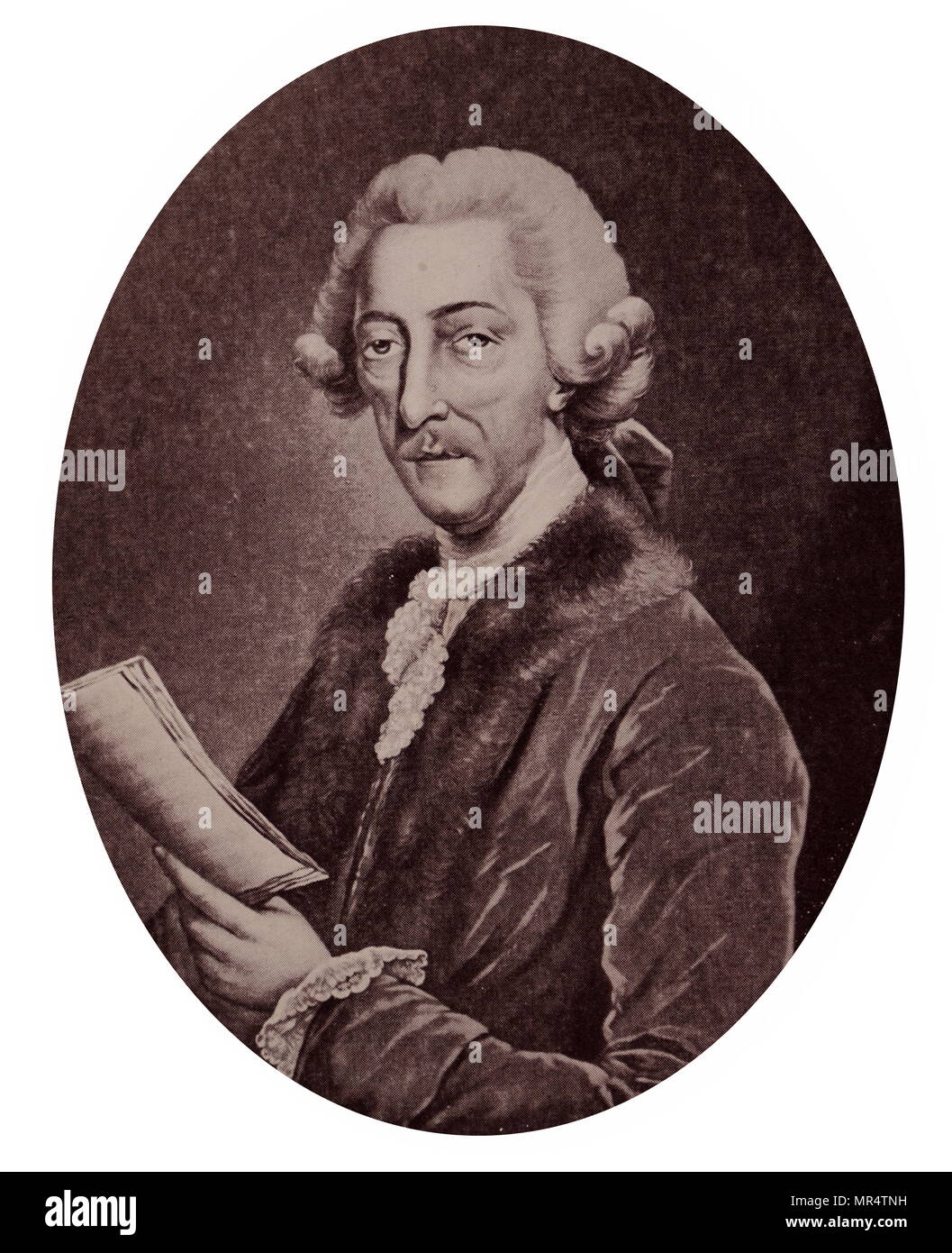 Portrait de Thomas Arne (1710-1778), un compositeur anglais. En date du 18e siècle Banque D'Images