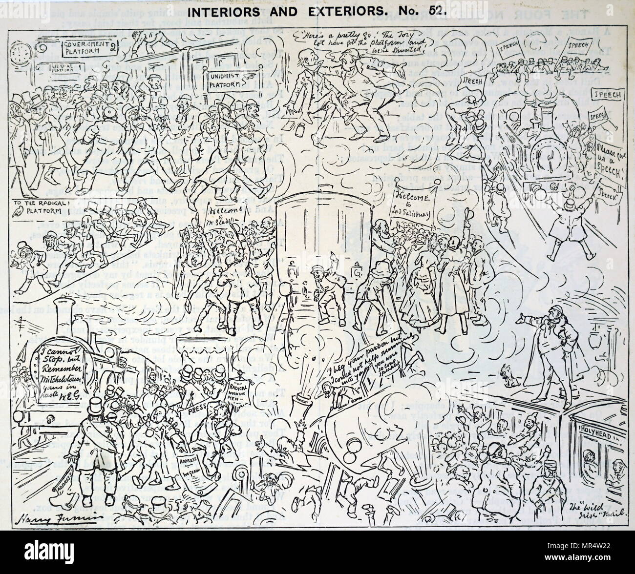 Cartoon concernant le rôle de Lord Salisbury dans le projet de loi de réforme de 1864. Salisbury, (3 février 1830 - 22 août 1903),était un homme d'État britannique du parti conservateur, siégeant en tant que premier ministre trois fois pour un total de plus de 13 ans. Banque D'Images