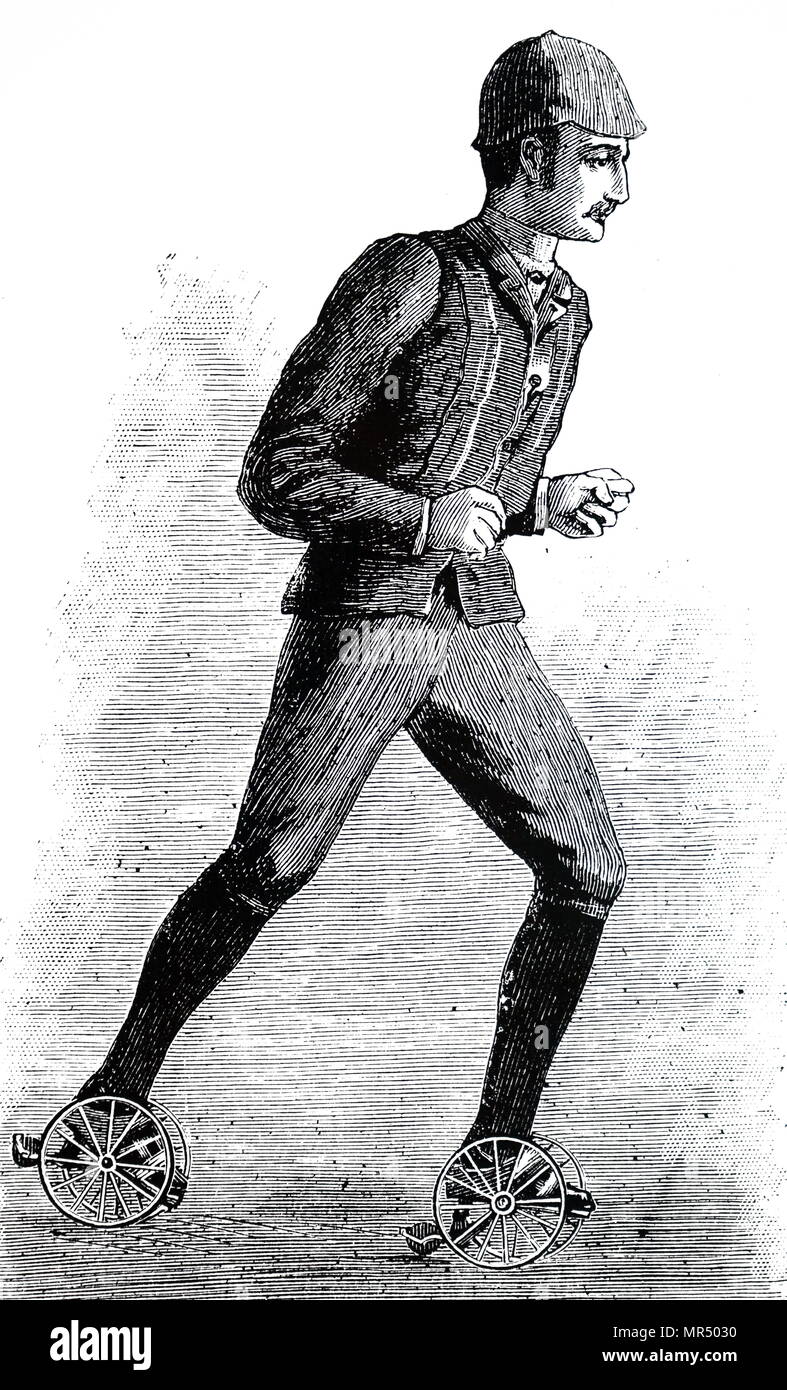Illustration J. F. Walter's tricycle à patin. En date du 19e siècle Banque D'Images