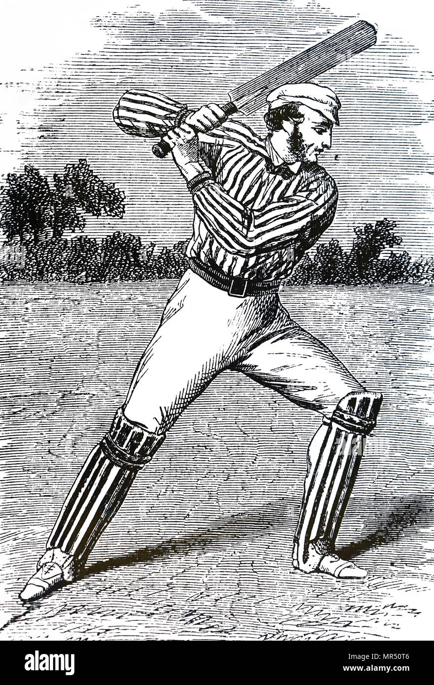 Caricature montrant les hommes à jouer au cricket. En date du 19e siècle Banque D'Images
