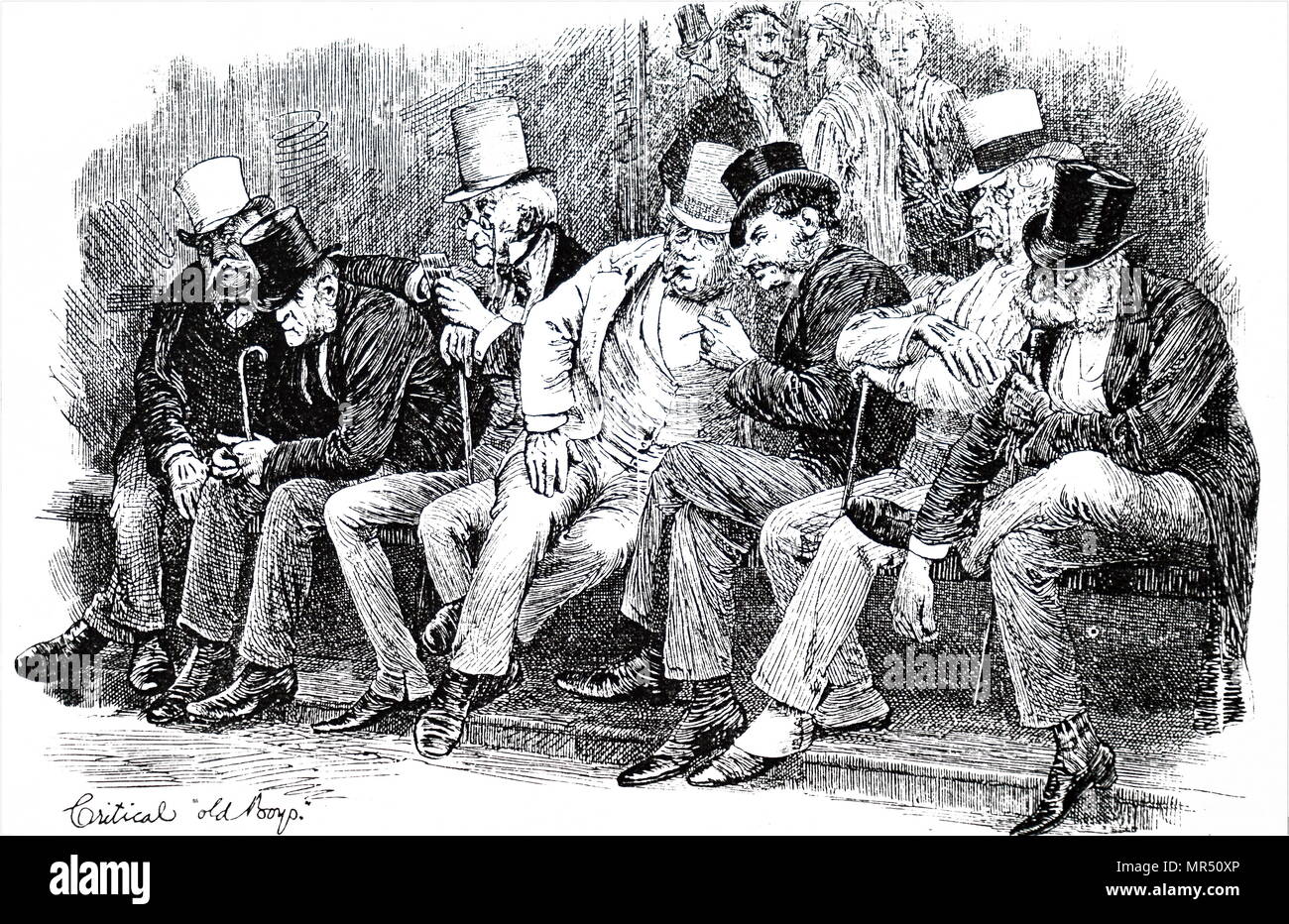 Illustration de spectateurs devant un collège d'Eton et Harrow School de cricket. Illustré par Hugh Thomson (1860-1920), un illustrateur. En date du 19e siècle Banque D'Images