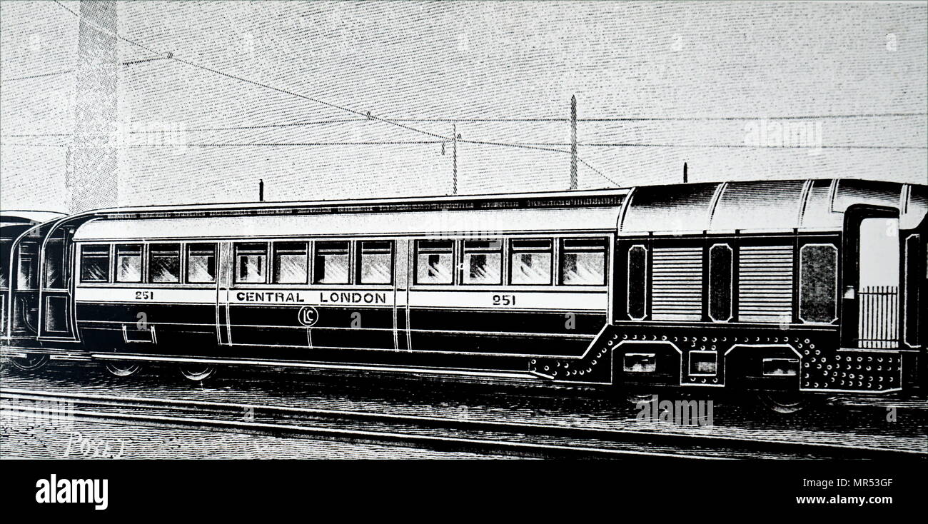 Illustration représentant un centre de Londres en métro électrique, tournant entre Shepherd's Bush et la Banque. En date du 20e siècle Banque D'Images