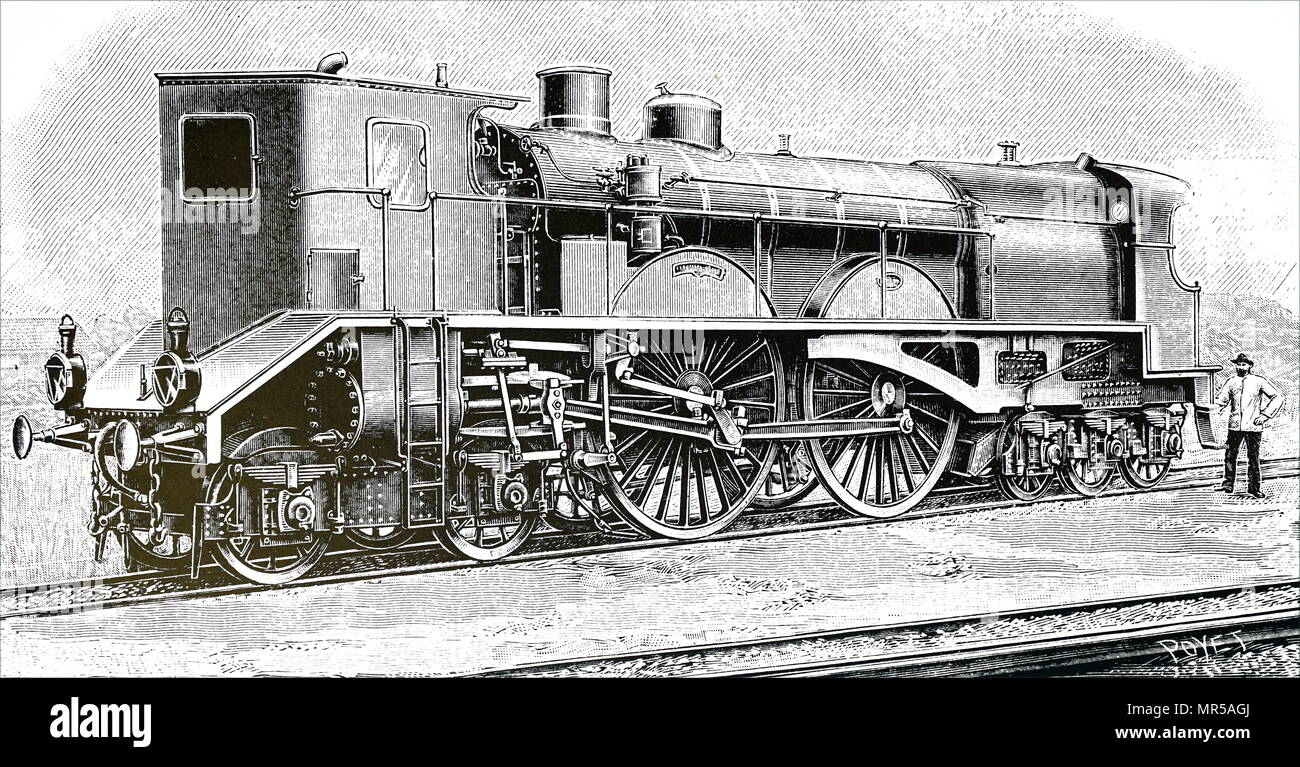 Gravure représentant Henri la locomotive de tuile : équipé de freins Westinghouse. En date du 20e siècle Banque D'Images
