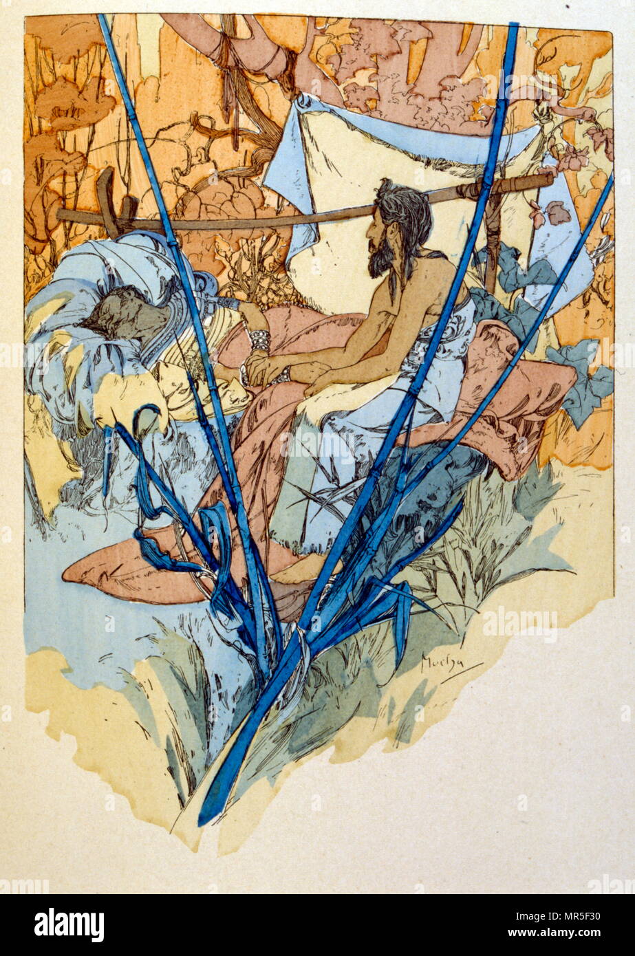 Illustration par Alphonse Mucha de 'Rama' un poème en trois actes de Paul Verola, ca.1898. Mucha (1860 - 1939), était un peintre Art Nouveau Banque D'Images
