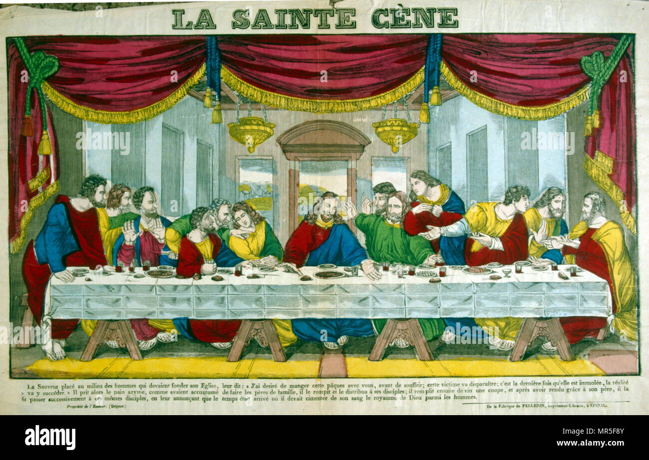19ème siècle illustration couleur (français) ; représentant la Dernière Cène. Circa 1854 Banque D'Images