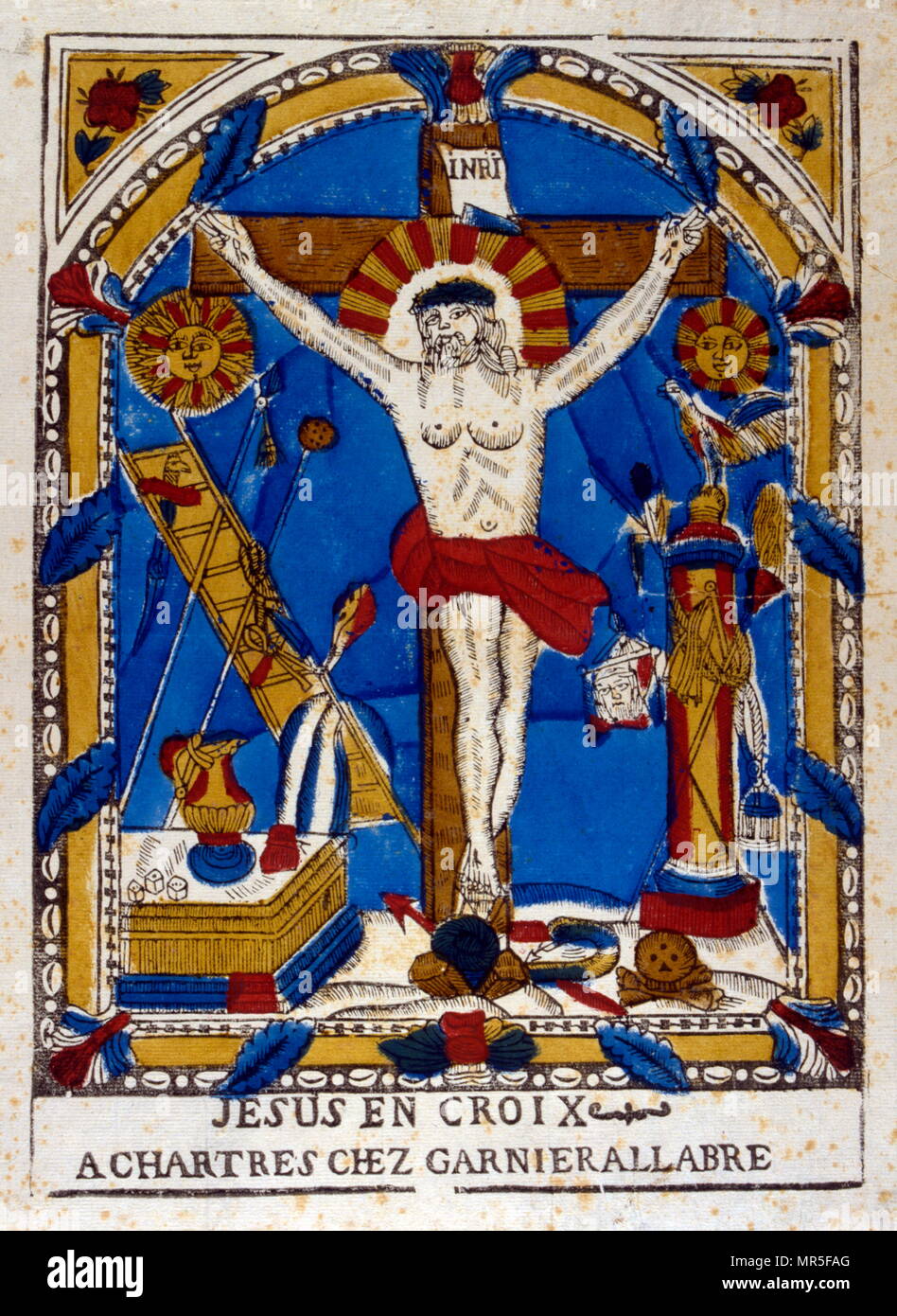 19e siècle imprimer populaires français de la crucifixion du Christ, vers 1860 Banque D'Images