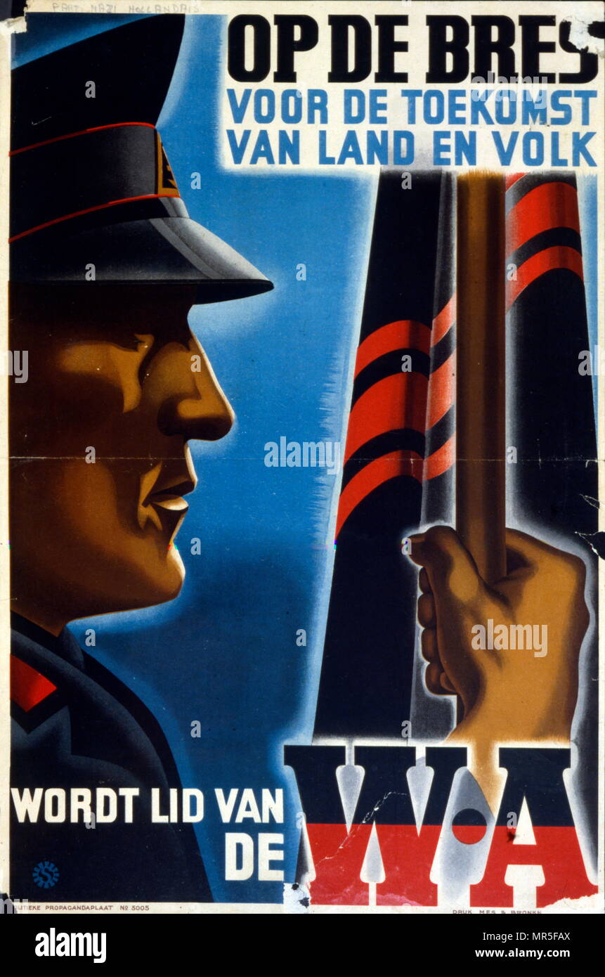 Dutch World War Two affiche du parti nazi, émis pendant l'occupation allemande, 1940-1944 Banque D'Images
