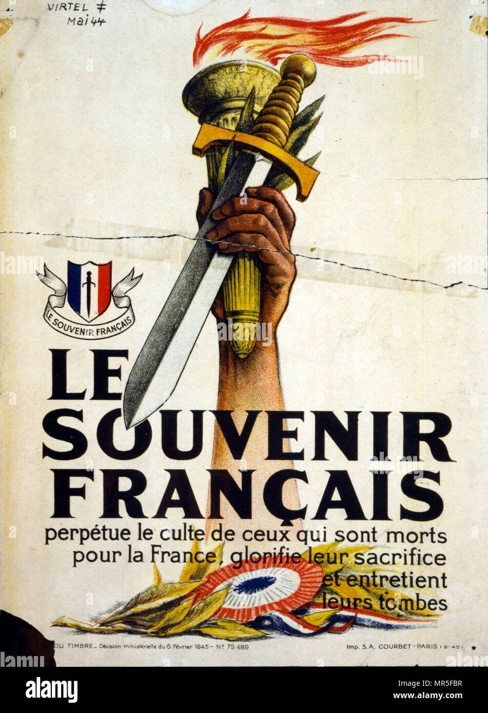 L'affiche de propagande émis par le gouvernement français de Vichy pour commémorer morts à la guerre. Février 1944 Banque D'Images