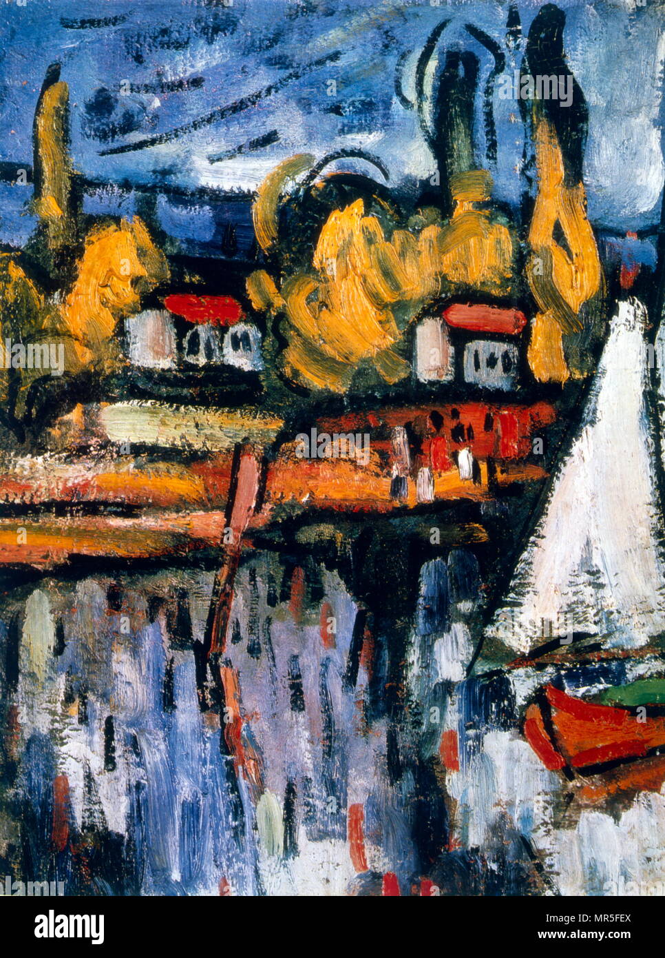 Vue sur la Seine, c.1906, huile sur toile, de Maurice de Vlaminck (1876 - 1958) ; le Musée de l'Ermitage. Vlaminck est un peintre français. Avec André Derain et Henri Matisse, il est considéré comme l'un des principaux représentants de l'expressionnisme et le fauvisme Banque D'Images