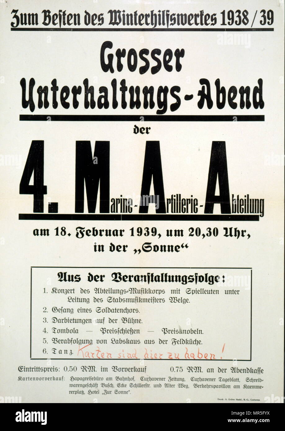 Annonce de nazi un affichage public des forces militaires en février 1939. Il s'agissait d'une indication de militarisation allemand avant le déclenchement de la seconde guerre mondiale. Banque D'Images
