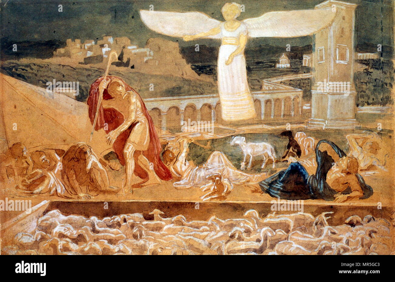 L'apparence d'un ange annonçant la naissance du Christ. Peinture à l'huile sur toile, par le peintre russe Alexandre Andreïevitch Ivanov (1806-1858) ; . Banque D'Images
