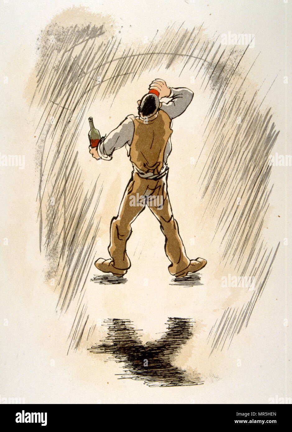 Vin humour Illustration 1946, Illustration par Julien Pavil, (1895-1952), illustrateur français du 20e siècle, humoriste et artiste de l'affiche. Il a illustré plusieurs livres entre 1929 et 1945. Banque D'Images