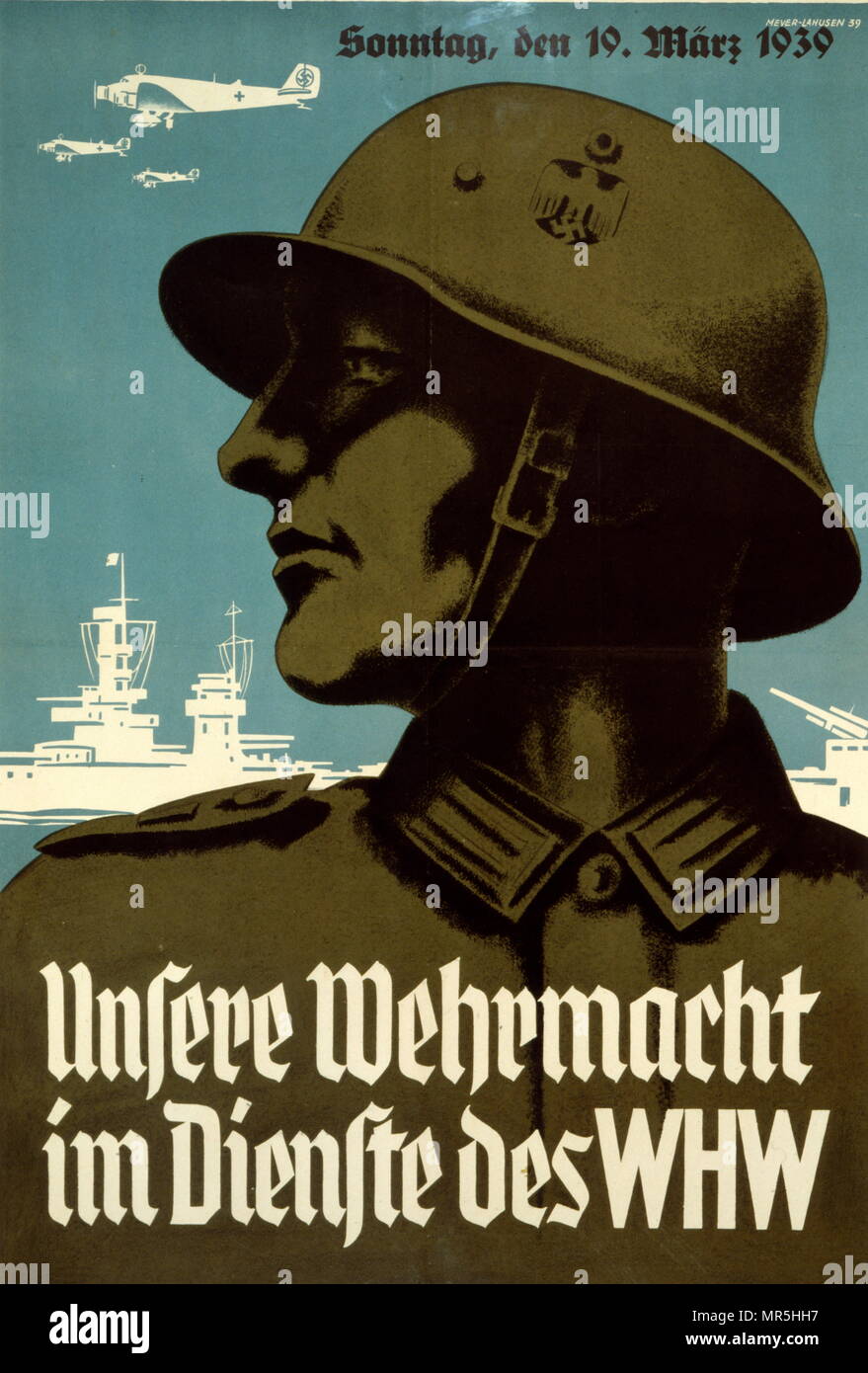 Winterhilfswerk des deutschen Volkes (secours d'hiver du peuple allemand), WHW, affiche de propagande pour son entraînement annuel par la Nationalsozialistische Volkswohlfahrt (National Socialist People's Organisation de la protection sociale) pour aider à financer des activités de bienfaisance Banque D'Images