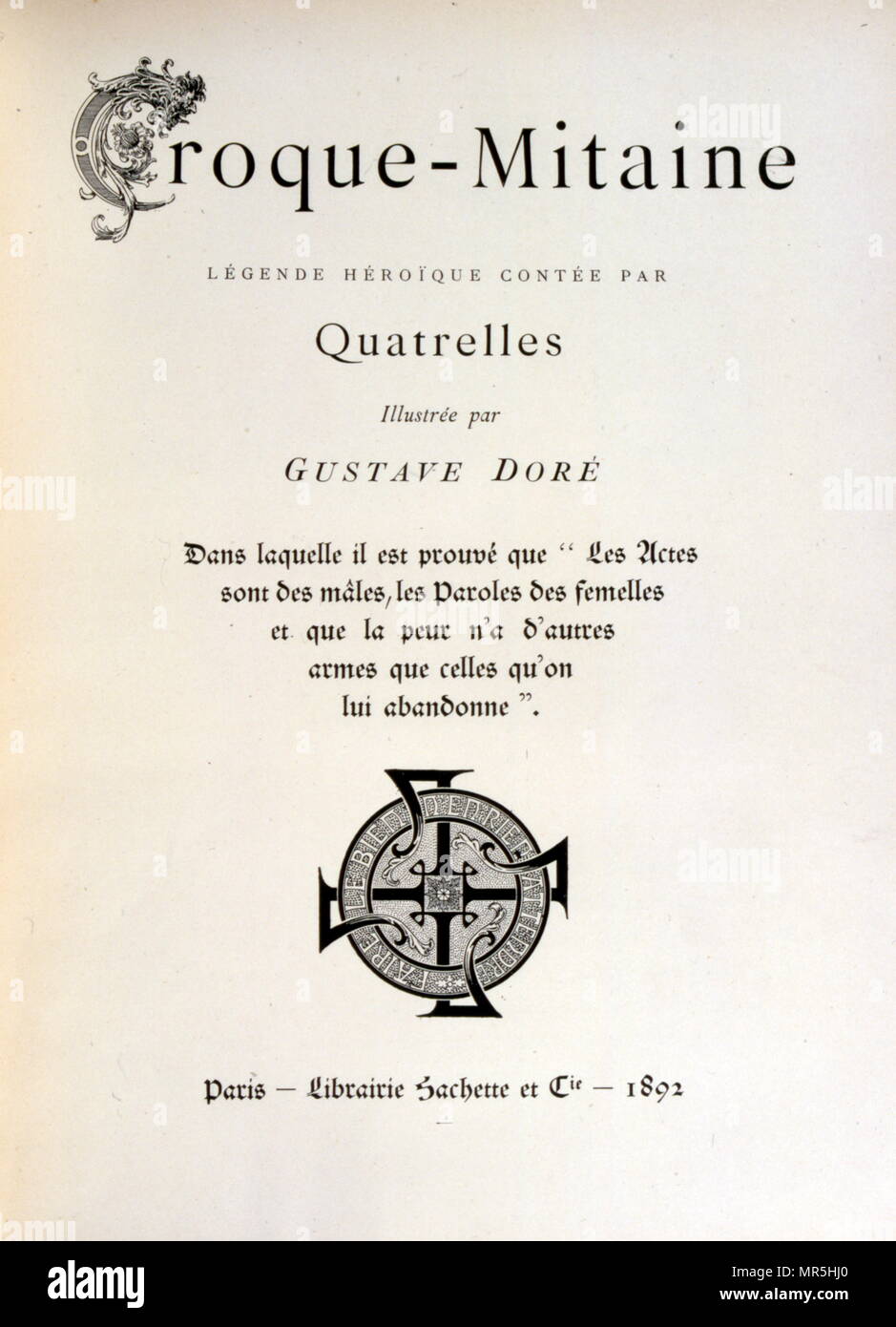 Croque-Mitaine (hobgoblin), édition 1892, avec des illustrations de Paul Gustave Doré (1832 - 1883), artiste français, graveur et illustrateur. Le père fouettard (croque mitaine) était un personnage maléfique présenté aux enfants pour leur faire peur et ainsi les rendre plus sages. Banque D'Images