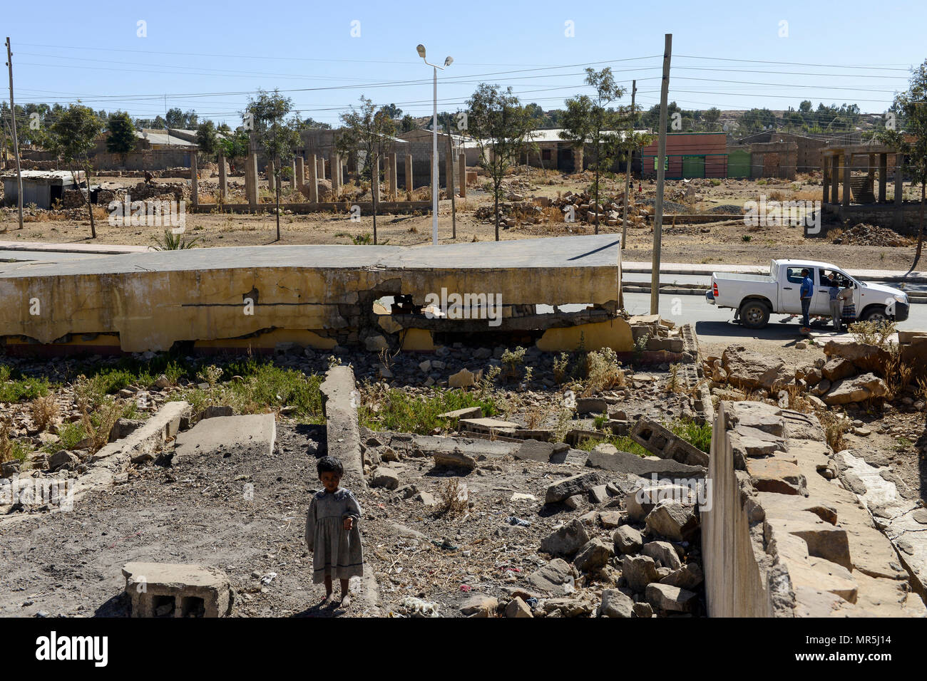 L'ÉTHIOPIE, du Tigré, Zalembessa, ville frontière de l'Érythrée, les dommages de guerre à partir de la poursuite du conflit entre l'Éthiopie et l'Érythrée Banque D'Images