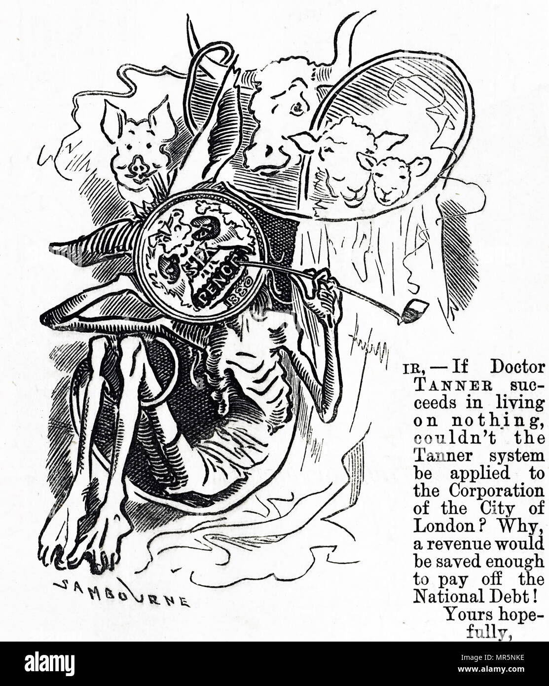 1880 caricature satire de l'illustration le végétarisme Banque D'Images