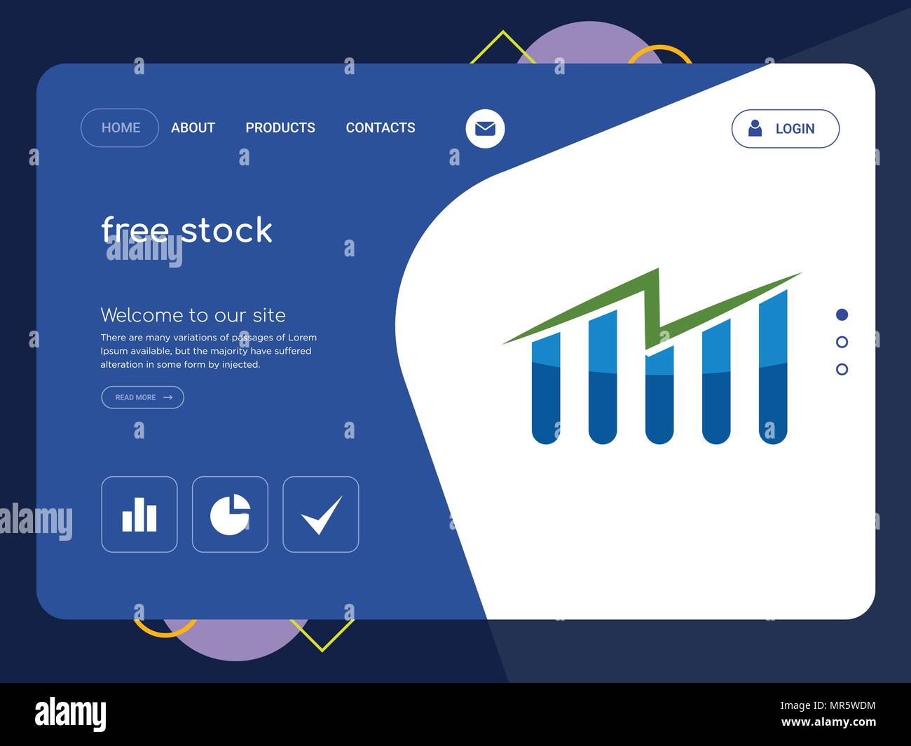 Une page de qualité de modèle de site Web, EPS vectoriel Web Design moderne avec télévision et des éléments d'INTERFACE UTILISATEUR illustration paysage, idéal pour landing page Illustration de Vecteur