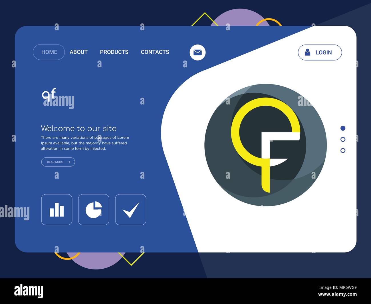Une page de qualité qf EPS vectoriel Modèle de site Web, Web Design moderne avec télévision et des éléments d'INTERFACE UTILISATEUR illustration paysage, idéal pour landing page Illustration de Vecteur