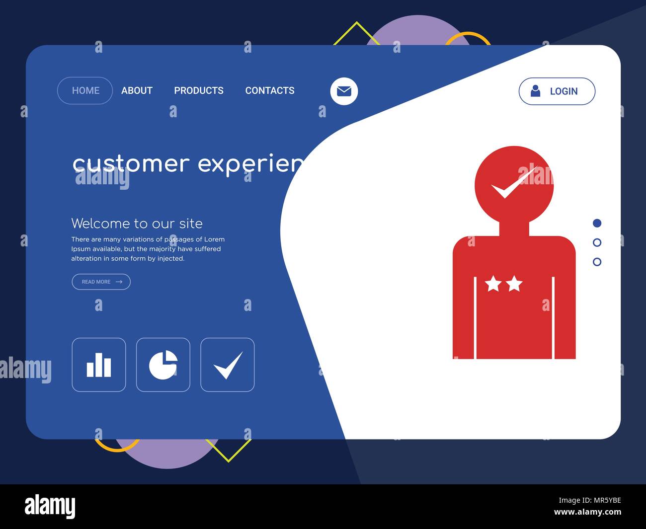 Une expérience client de qualité Page Modèle de site Web, EPS vectoriel Web Design moderne avec télévision et des éléments d'INTERFACE UTILISATEUR illustration paysage, idéal pour landin Illustration de Vecteur
