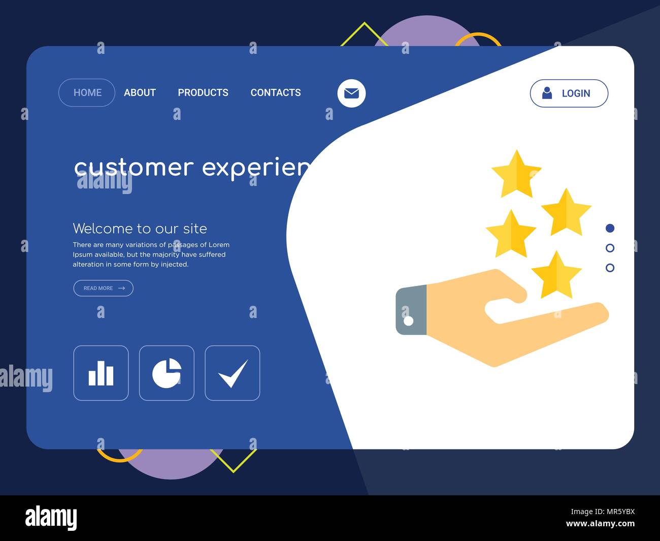 Une expérience client de qualité Page Modèle de site Web, EPS vectoriel Web Design moderne avec télévision et des éléments d'INTERFACE UTILISATEUR illustration paysage, idéal pour landin Illustration de Vecteur