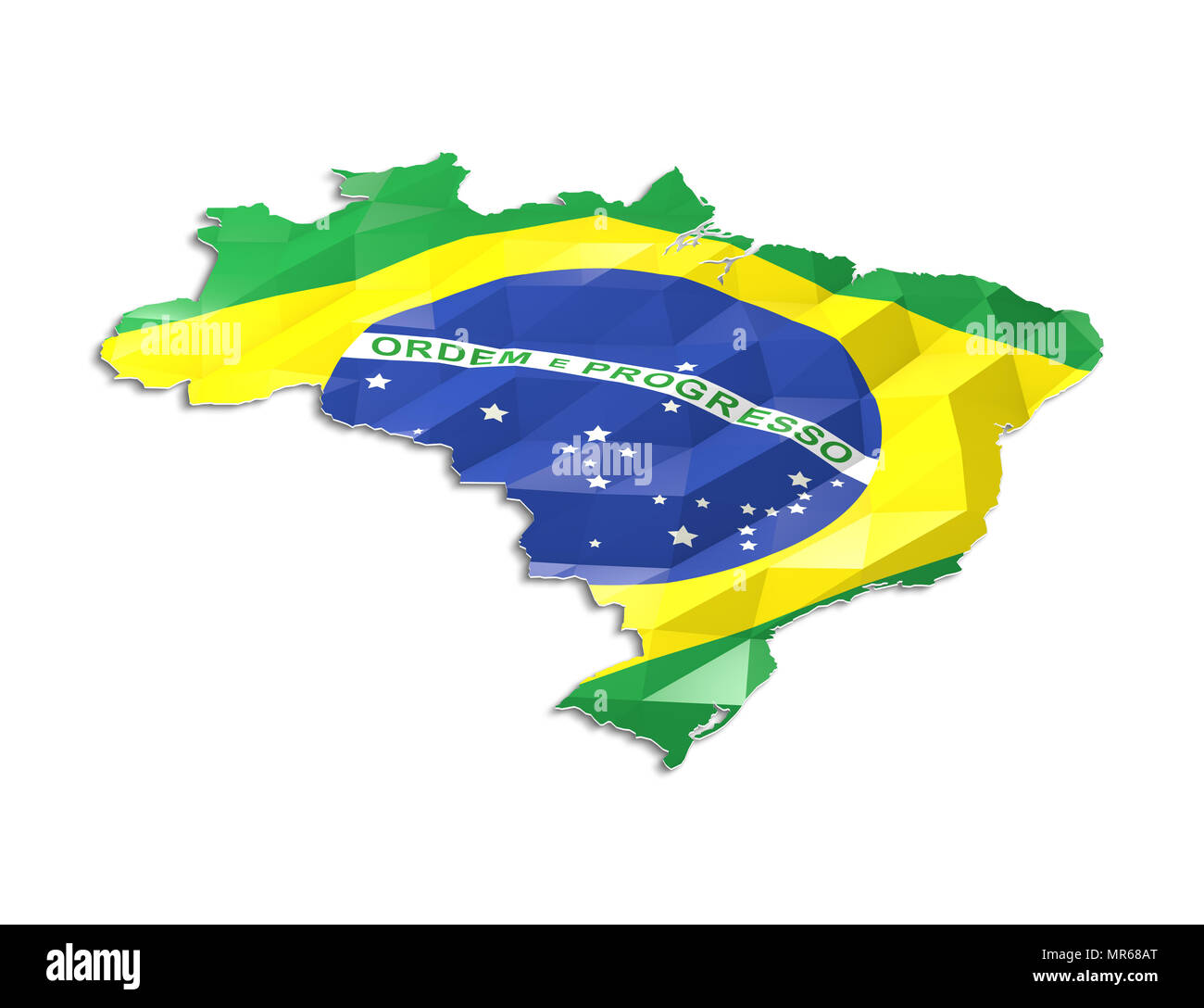 Low poly drapeau dans la carte du Brésil, rendu 3D, l'icône de l'art Banque D'Images