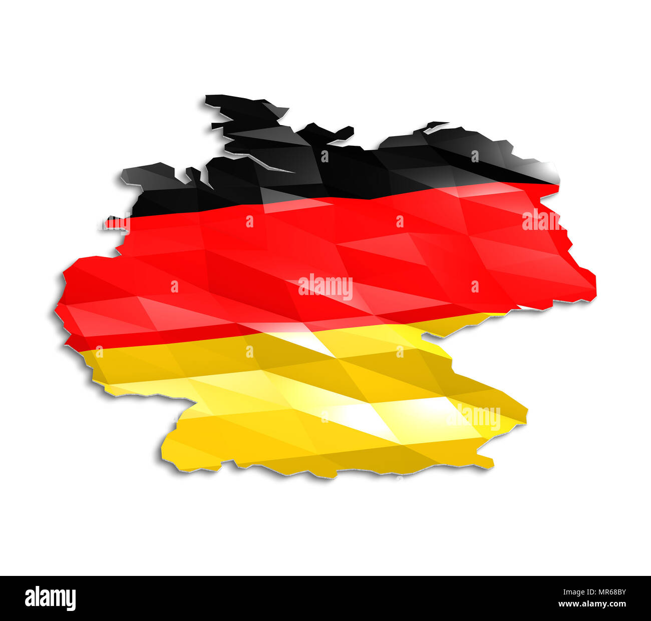 Low poly drapeau dans la carte de l'Allemagne, rendu 3D, l'icône de l'art Banque D'Images