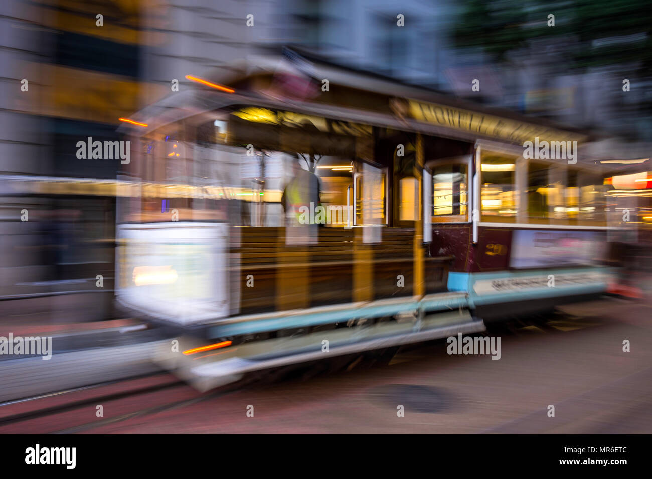 Powell-Mason cable car, San Francisco, CA ? USA. Banque D'Images