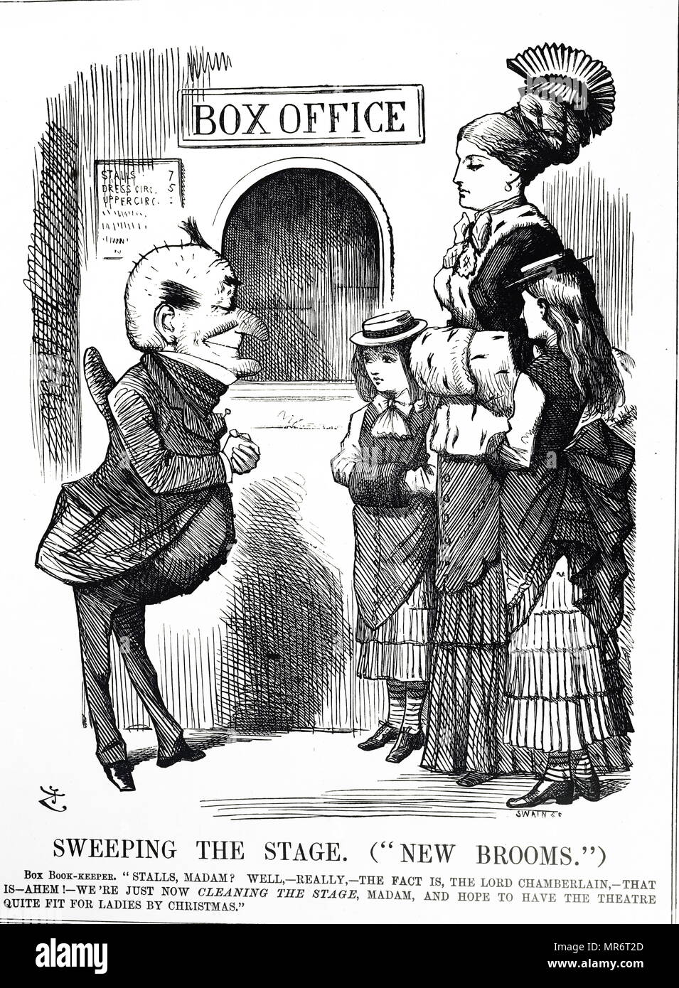 Caricature intitulée 'la morale publique ou la censure ?". Illustré par John Tenniel (1820-1914), un illustrateur anglais, graphique, humoriste et caricaturiste politique. En date du 19e siècle Banque D'Images