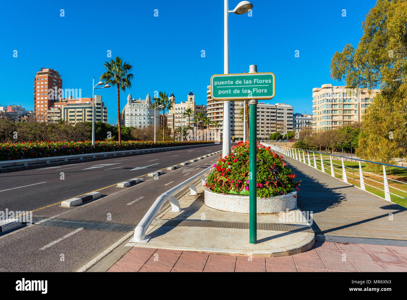 Pont de fleurs à Valence Espagne Banque D'Images