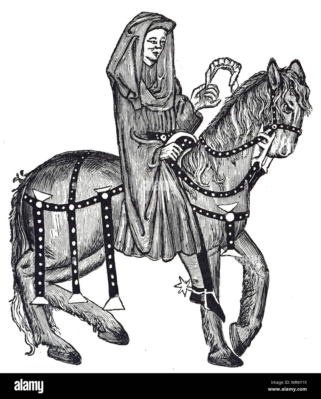 Illustration de Geoffrey Chaucer's 'La Femme de Bath's Tale', à partir de contes de Canterbury. Geoffrey Chaucer, un poète anglais du Moyen-Âge. En date du 15e siècle Banque D'Images