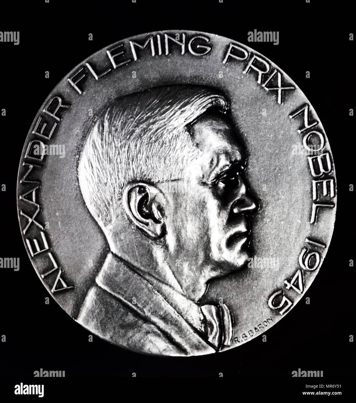 Médaille commémorant Alexander Fleming, Prix Nobel de la gagner en 1945. Alexander Fleming (1881-1955) un médecin écossais, microbiologiste, et pharmacologue. En date du 20e siècle Banque D'Images