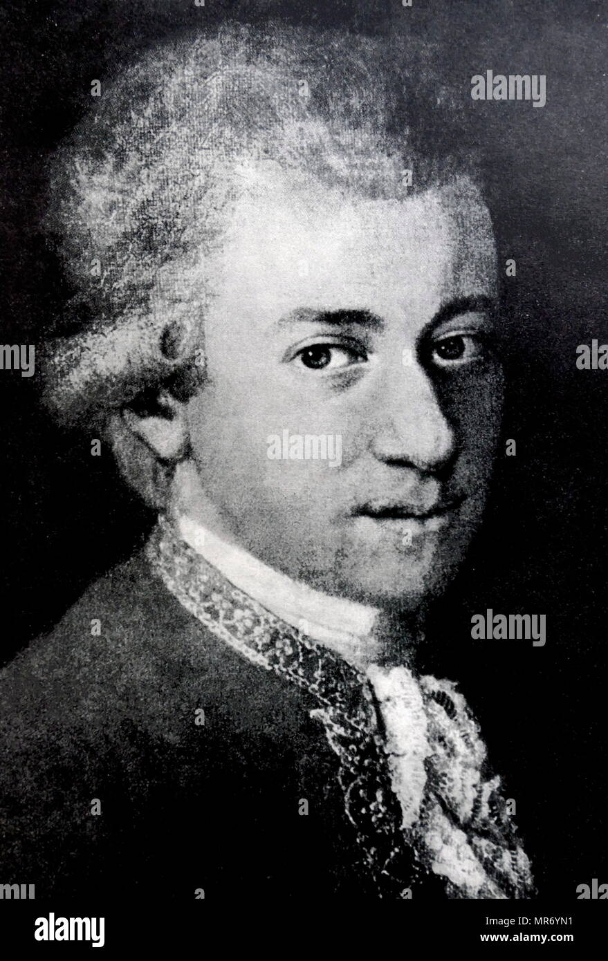 Portrait de Wolfgang Mozart par Jean Nepomucene della Croce, 1780. Wolfgang Amadeus Mozart (1756 - 1791), était un compositeur prolifique et influent de l'époque classique. Banque D'Images