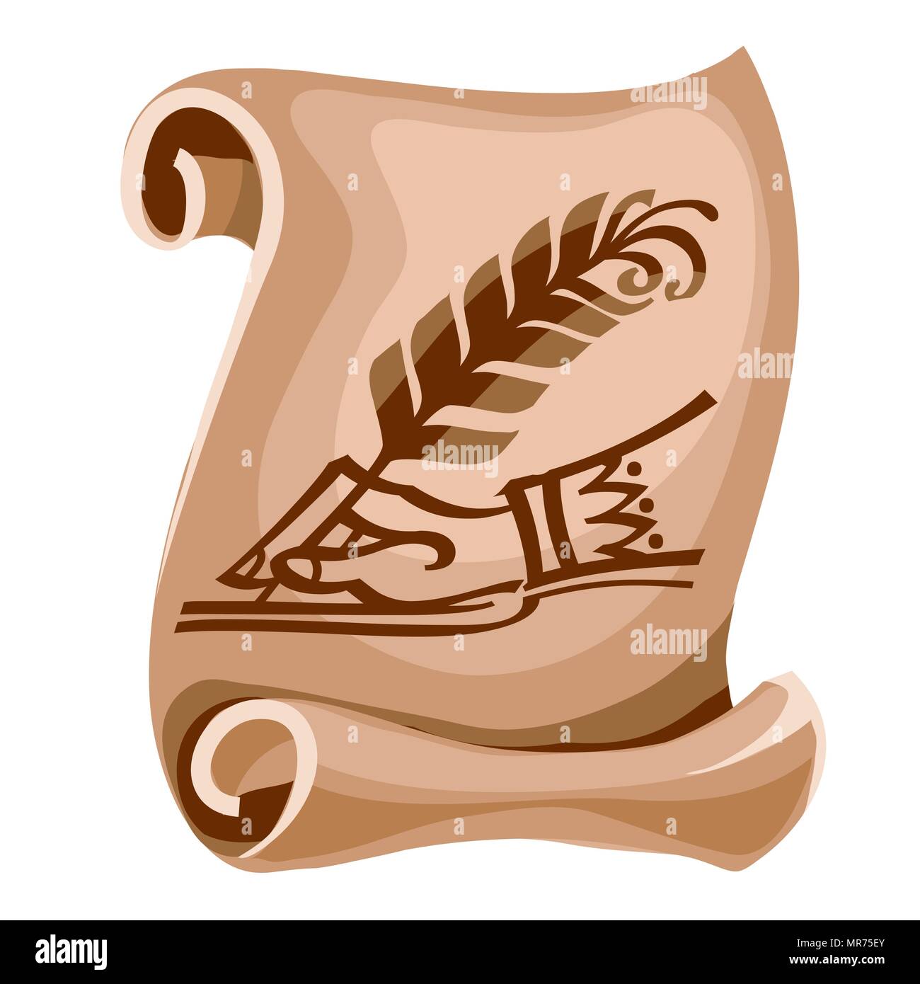 Un rouleau de feuille de papier l'image du manuscrit. Vector illustration. Illustration de Vecteur