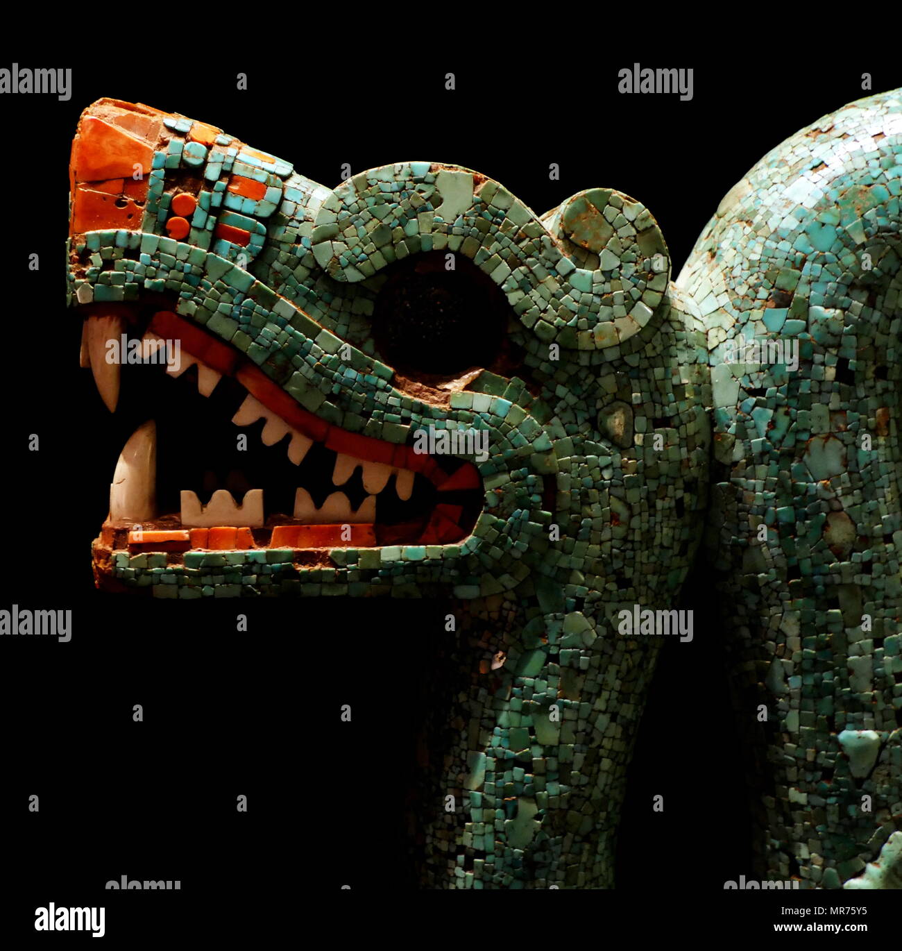 Sculpture Murale Serpent Aztèque à Deux Têtes Design Toscano - 42 X 19 Cm, Résine Et Pierres, Multicolore - 8