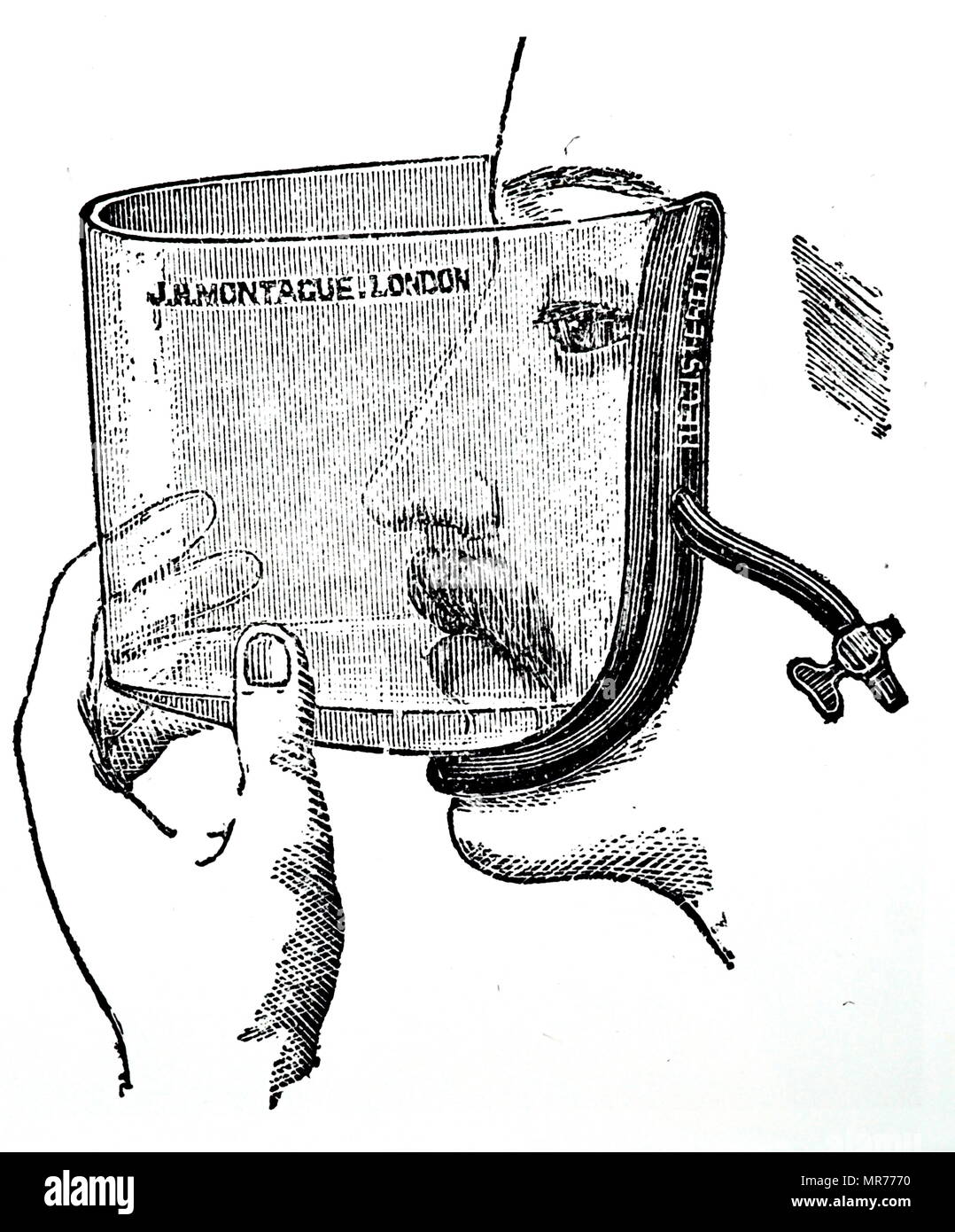 Illustration du flux méthode ouverte de l'établissement de l'anesthésie par l'oxyde nitreux (gaz hilarant), indiquant le patient en position assise. En date du 20e siècle Banque D'Images