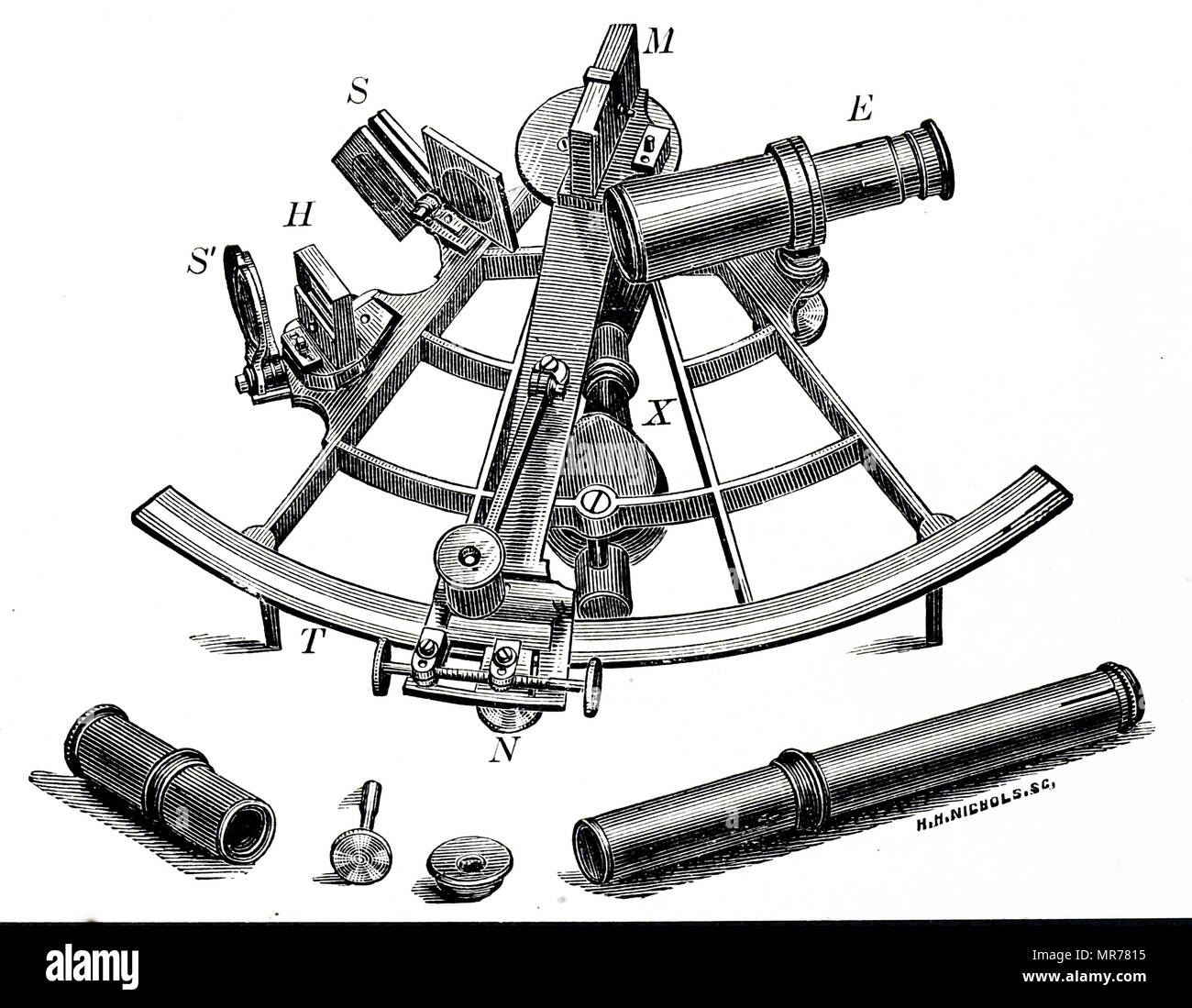 L'élaboration d'une norme de navigation du 19e siècle français Sextant. 1888 Banque D'Images