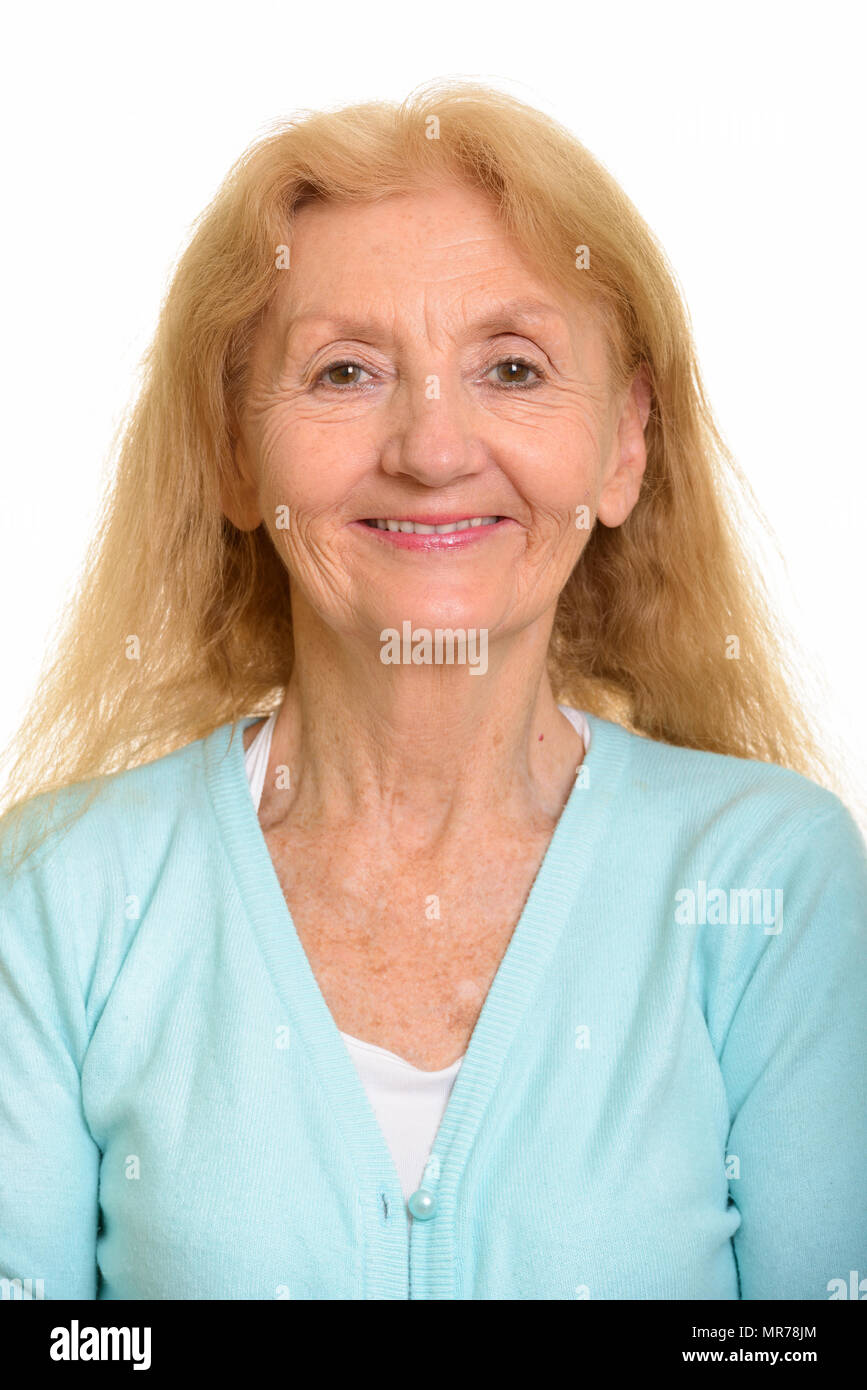 Visage de happy senior woman smiling Banque D'Images