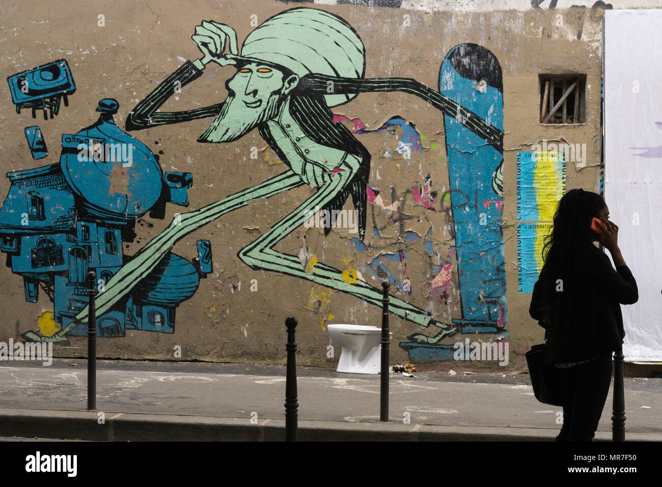L'art de rue dans la zone d'Oberkampf à Paris, France. Banque D'Images