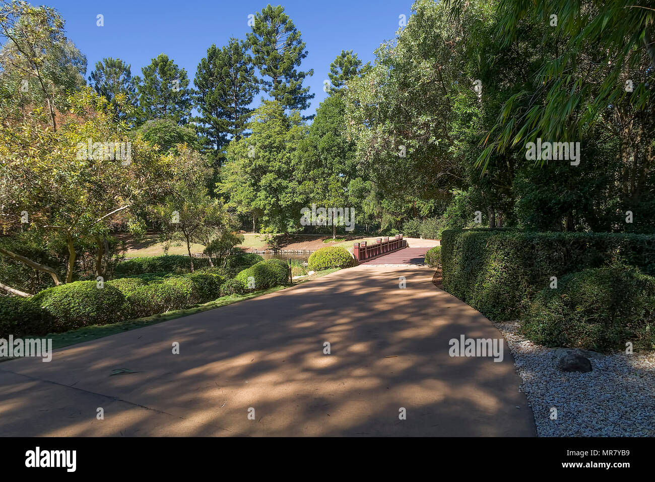 Le jardin japonais est idéal pour les zones ombragées sur une journée chaude. Parfait pour les piques niques en famille hors de la mi-journée Banque D'Images