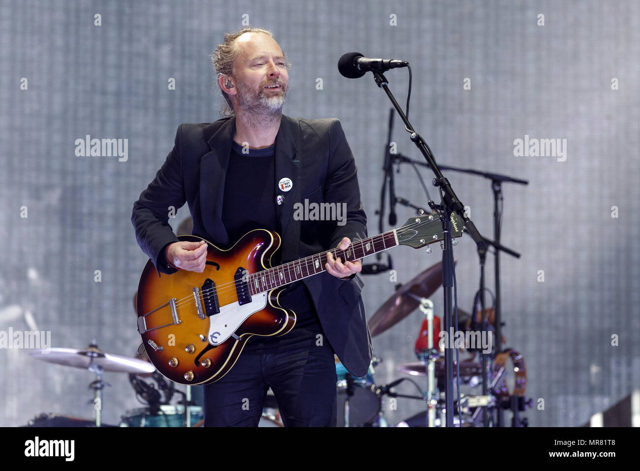 Thom Yorke de Radiohead en live pendant leur titre fixé à TRNSMT Festival. Thom Yorke, chanteur de Radiohead sur scène. Banque D'Images