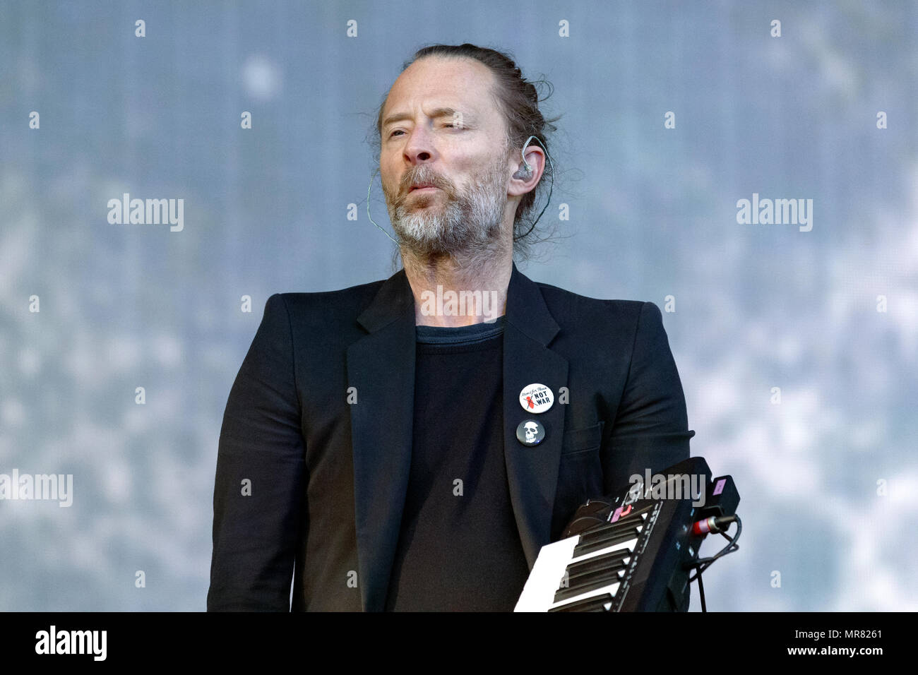 Thom Yorke de Radiohead en live pendant leur titre fixé à TRNSMT Festival. Thom Yorke, chanteur de Radiohead sur scène. Banque D'Images