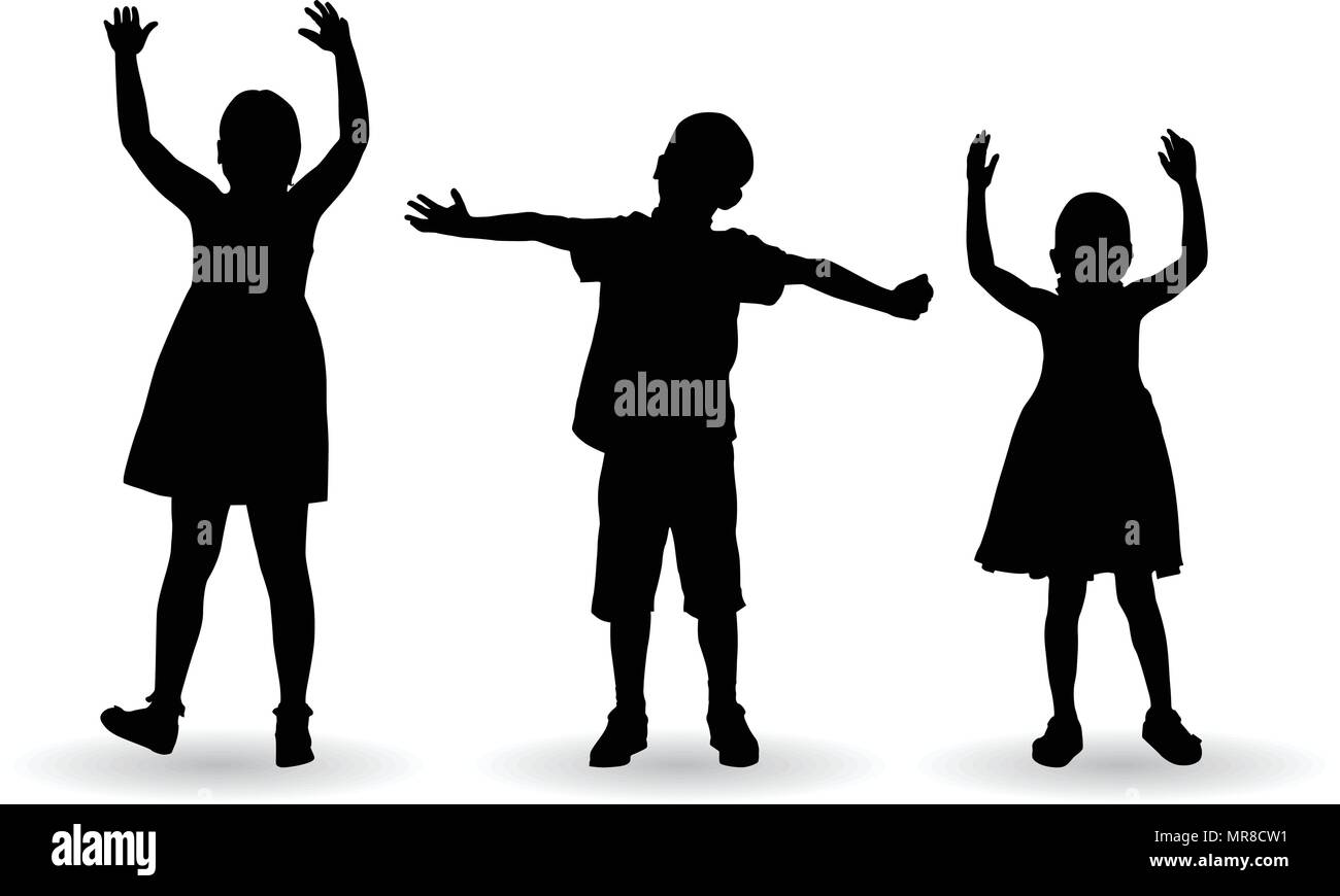 Célébrer les enfants à bras ouverts silhouette vecteur Illustration de Vecteur