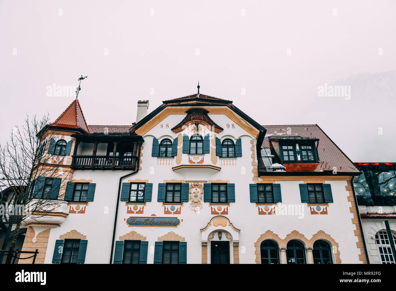 Füssen, ALLEMAGNE - 19 février 2018 : belle maison ancienne à Fussen, Allemagne Banque D'Images