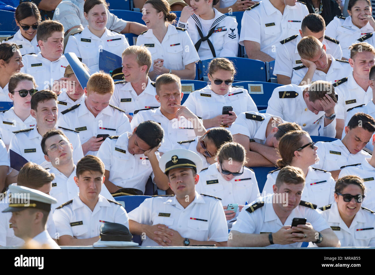 Au Maryland, aux États-Unis. 25 mai, 2018. 25 mai 2018, Annapolis, Maryland - Ouverture à l'United States Naval Academy. Le président des États-Unis, Donald J. Trump, était le conférencier pour la classe de 2018. Crédit : Michael Jordan/ZUMA/Alamy Fil Live News Banque D'Images