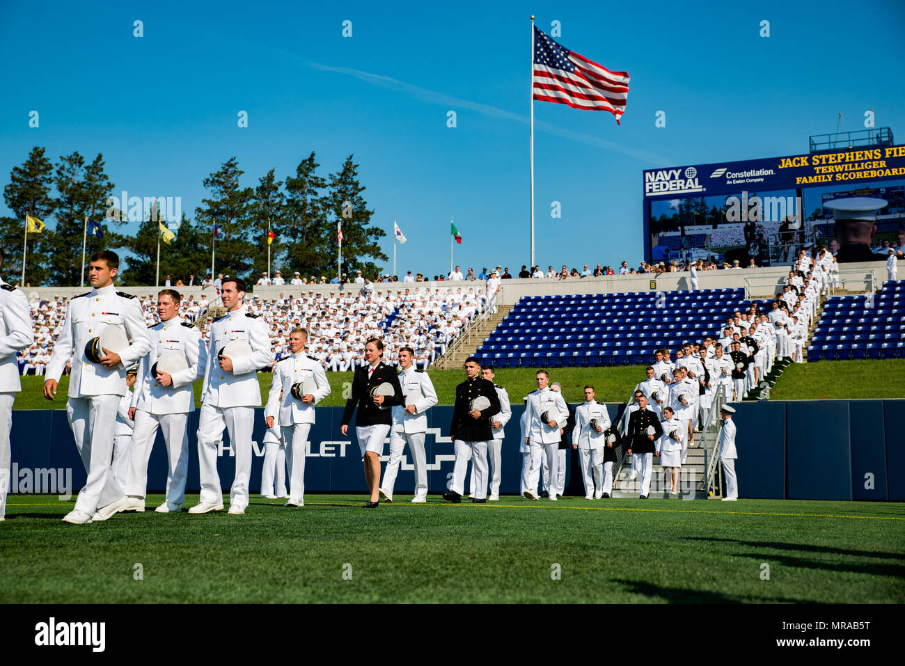 Au Maryland, aux États-Unis. 25 mai, 2018. 25 mai 2018, Annapolis, Maryland - Ouverture à l'United States Naval Academy. Le président des États-Unis, Donald J. Trump, était le conférencier pour la classe de 2018. Crédit : Michael Jordan/ZUMA/Alamy Fil Live News Banque D'Images