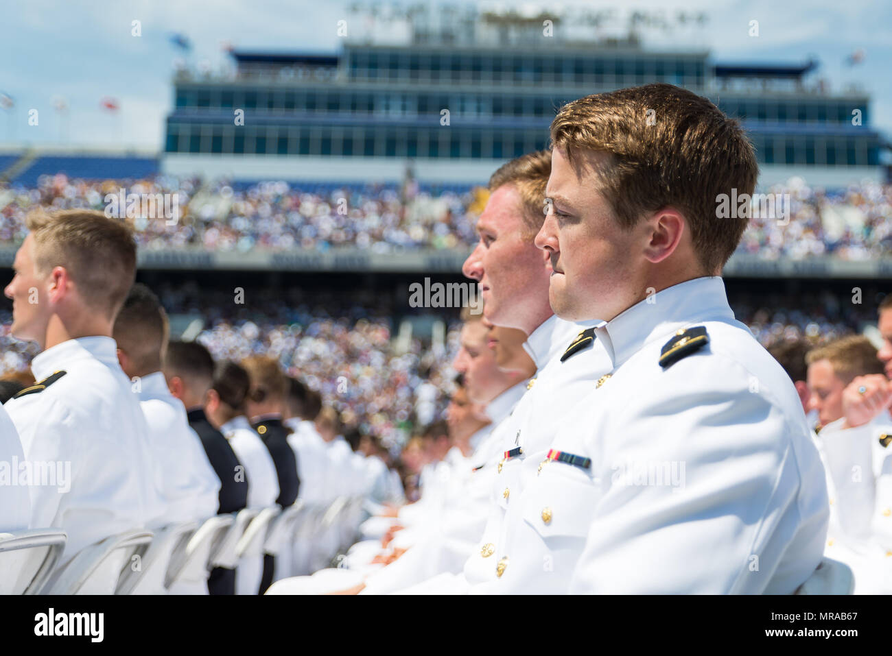 Au Maryland, aux États-Unis. 25 mai, 2018. 25 mai 2018, Annapolis, Maryland - Ouverture à l'United States Naval Academy. Le président des États-Unis, Donald J. Trump, était le conférencier pour la classe de 2018. Crédit : Michael Jordan/ZUMA/Alamy Fil Live News Banque D'Images