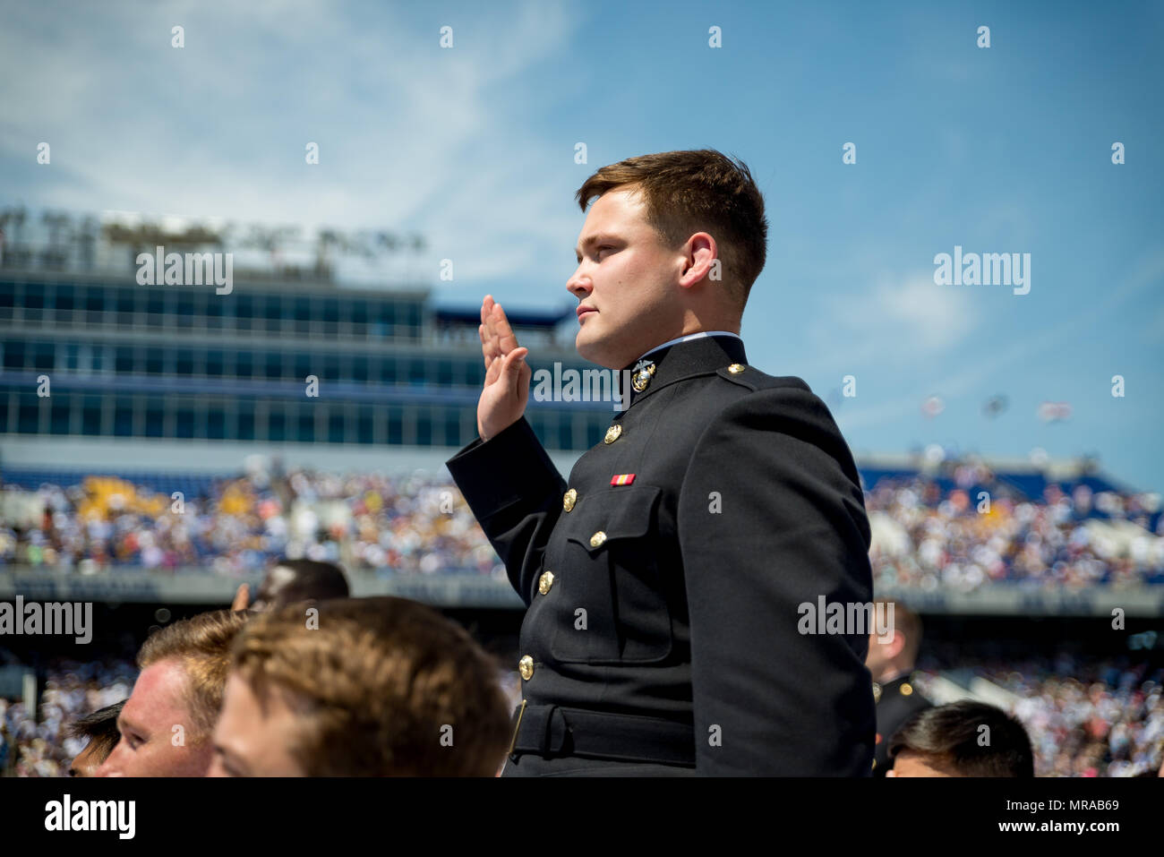 Au Maryland, aux États-Unis. 25 mai, 2018. 25 mai 2018, Annapolis, Maryland - Ouverture à l'United States Naval Academy. Le président des États-Unis, Donald J. Trump, était le conférencier pour la classe de 2018. Crédit : Michael Jordan/ZUMA/Alamy Fil Live News Banque D'Images