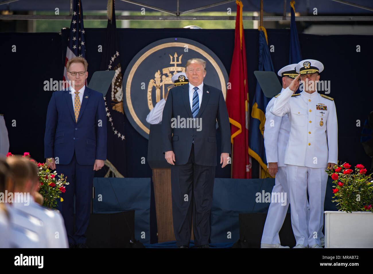 Au Maryland, aux États-Unis. 25 mai, 2018. 25 mai 2018, Annapolis, Maryland - Ouverture à l'United States Naval Academy. Le président des États-Unis, Donald J. Trump, était le conférencier pour la classe de 2018. Crédit : Michael Jordan/ZUMA/Alamy Fil Live News Banque D'Images